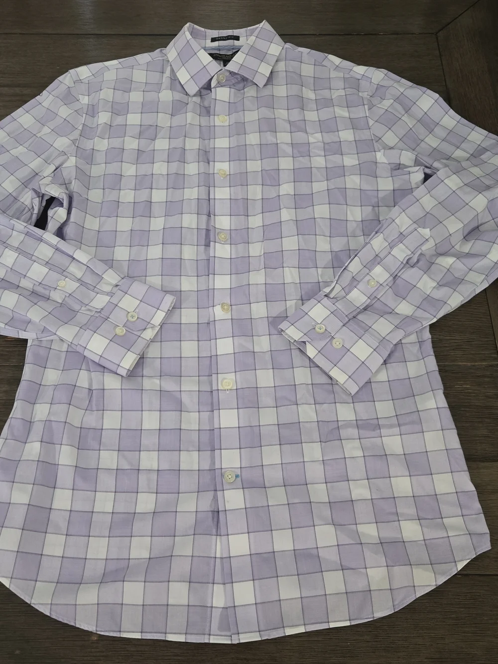 Mens Banana Republic Grant Fit Button Up Shirt Size M Medium Purple Plaid Top